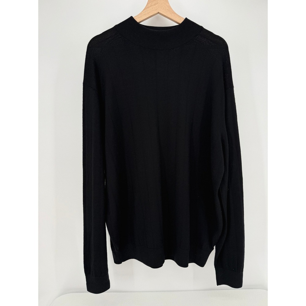 Ben Hogan Sweater Mens XL Black 100% Merino Wool Mock Neck Long Sleeve Knit